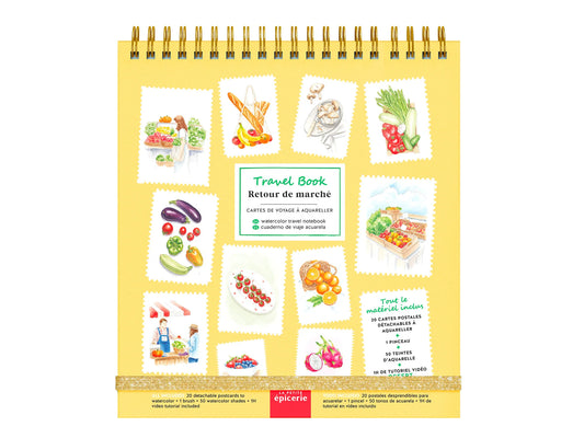 Carnet aquarelle travel book - Retour de marché