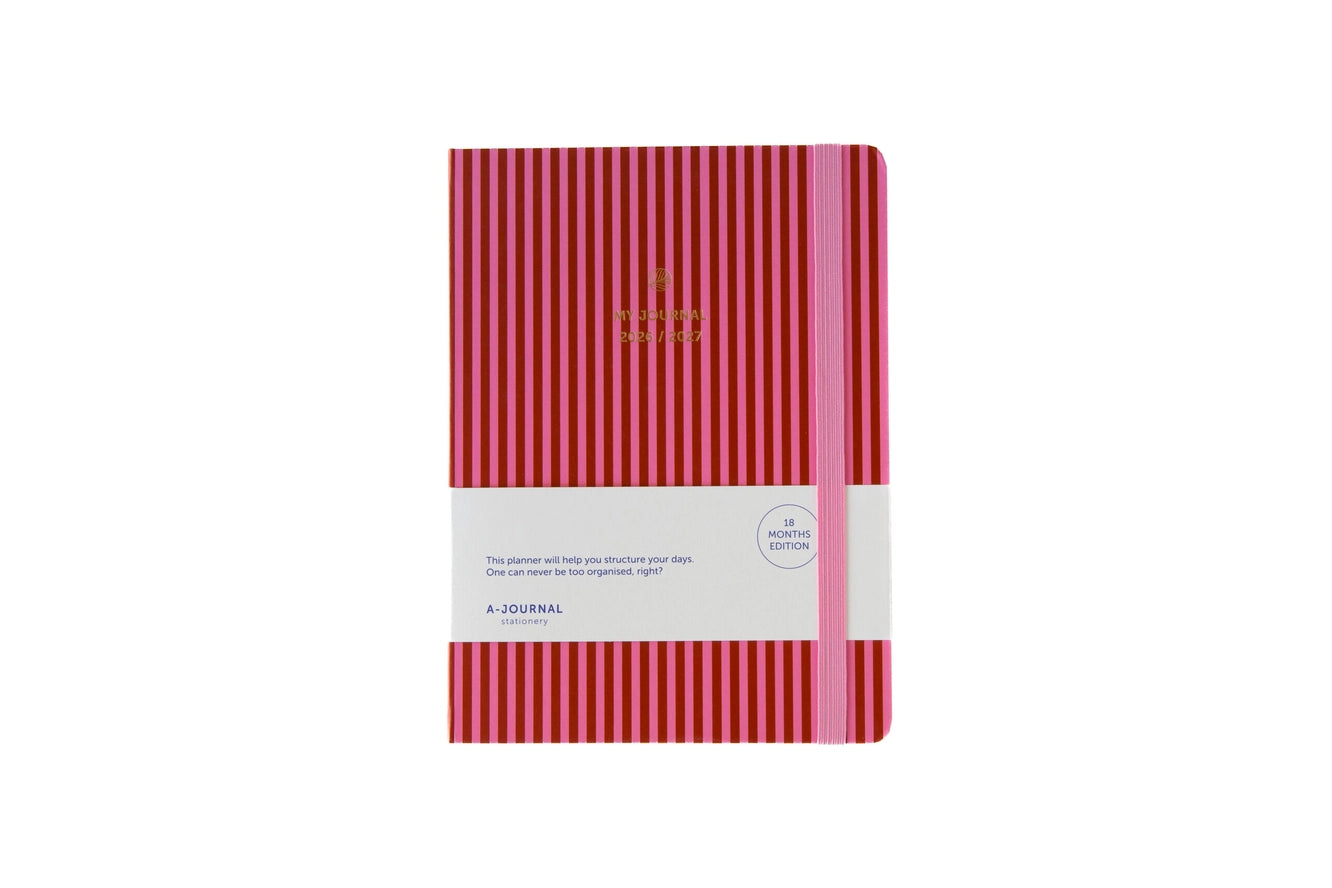 Agenda scolaire 18 mois 2026/2027 - Pink stripes