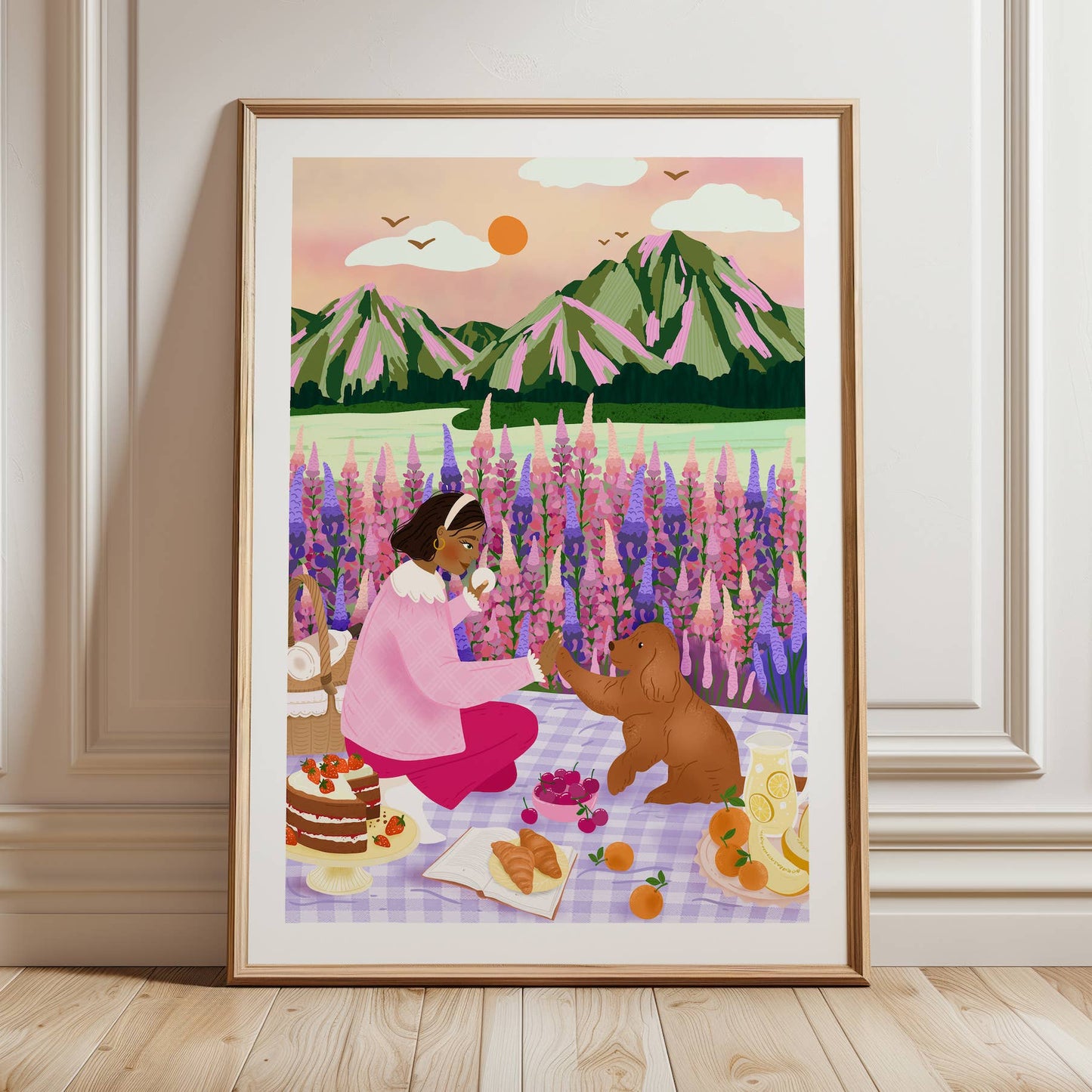Affiche A4 - fille avec chien Nouvelle-Zélande