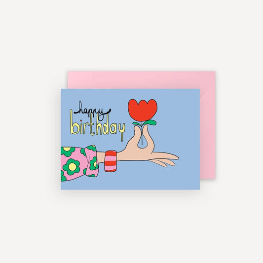 Carte Main happy birthday - Bleu