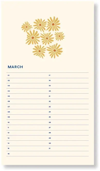 Calendrier d'anniversaires - Flowers beige