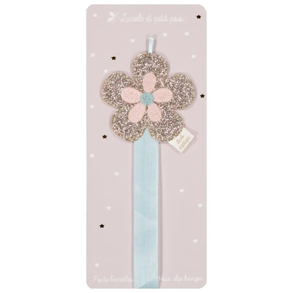 Porte barrettes mural - Fleur rétro bleu