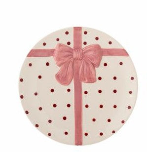 Assiette Bowie noeud de Noël - rose