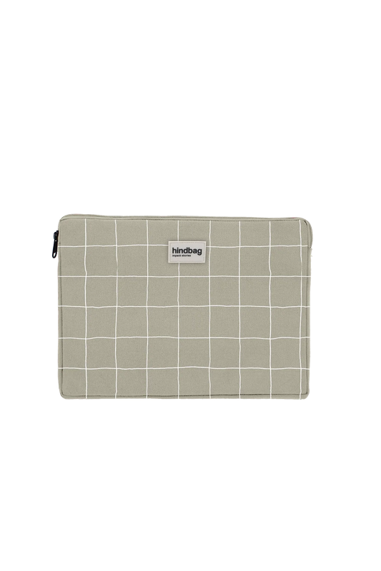 Housse d'ordinateur Ava S - Carreaux vert argile/blanc — Hindbag , Lyon