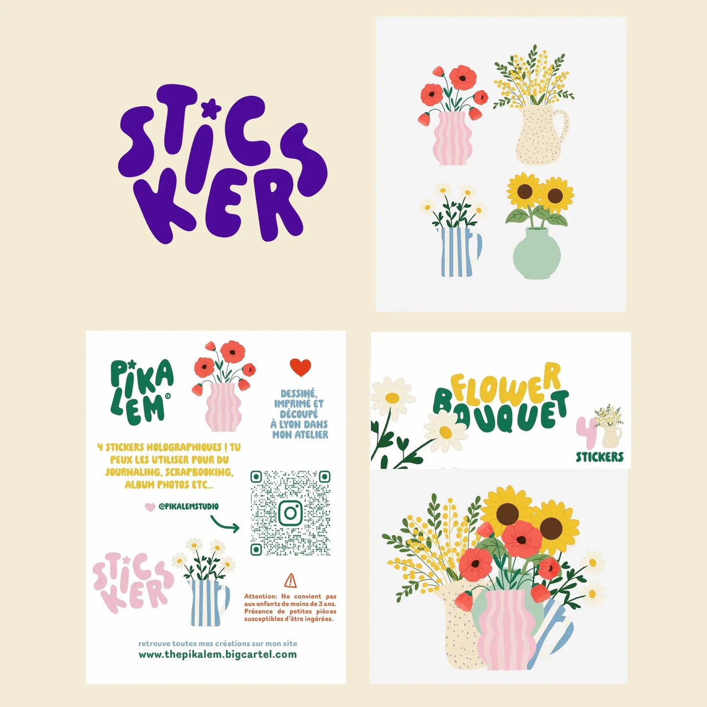Lot de stickers - Flower bouquet