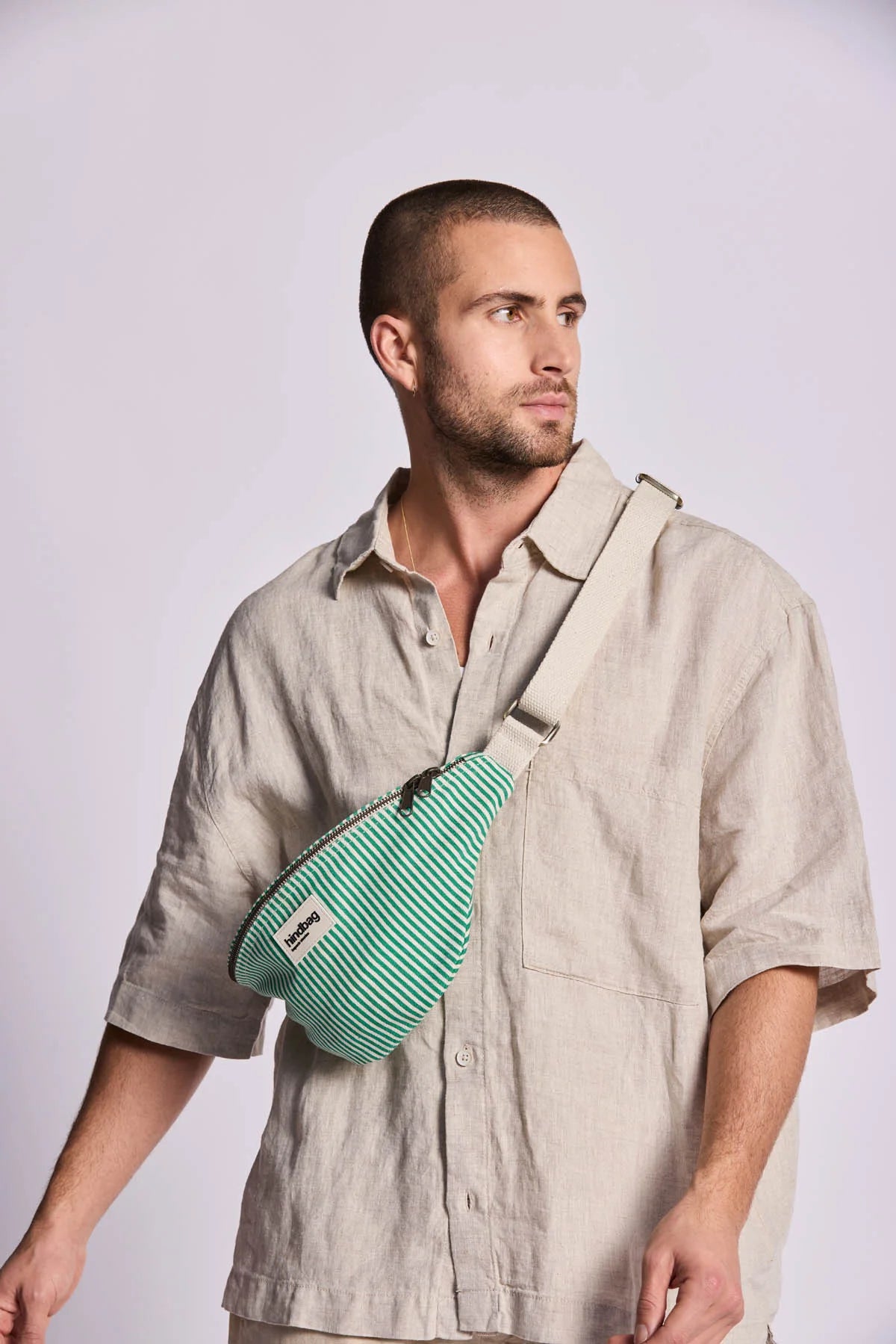 Sac banane Olivia - Rayures vert
