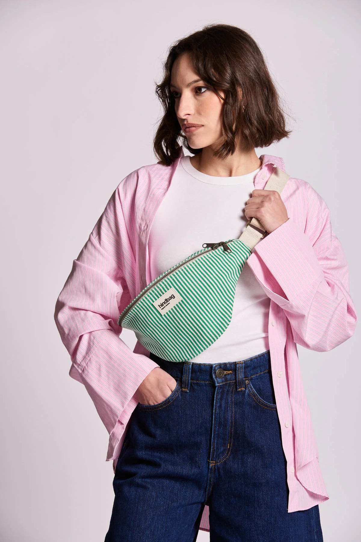 Sac banane Olivia - Rayures vert