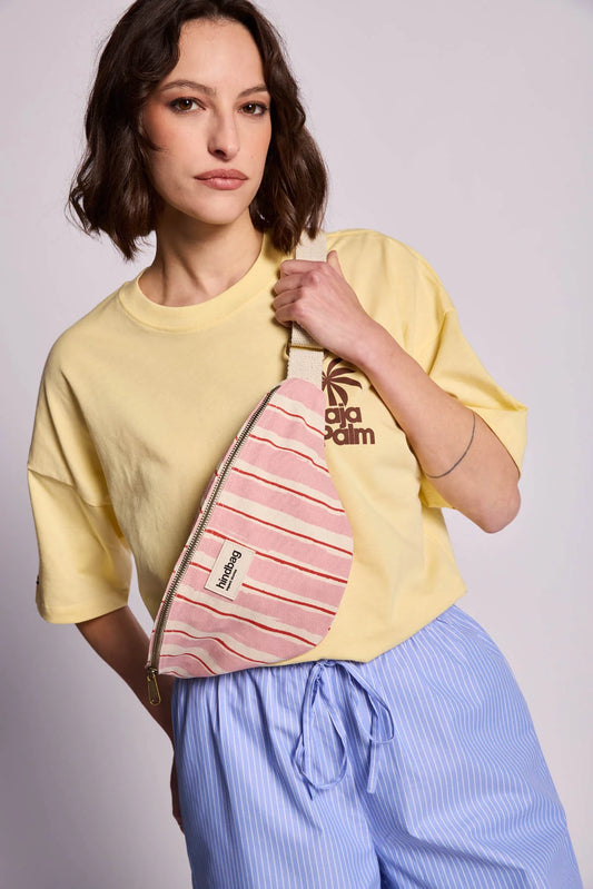 Sac banane Olivia - Rayures rouge et rose