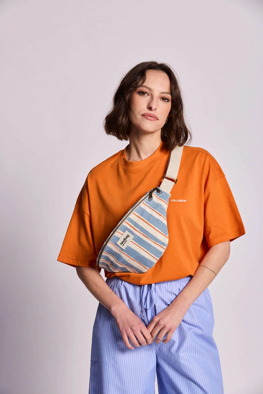 Sac banane Olivia - Rayures orange et bleu