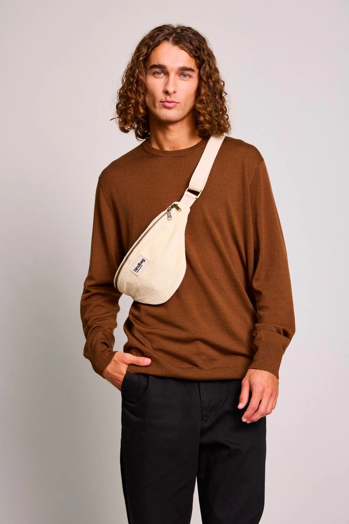 Sac banane Olivia - Velours beige