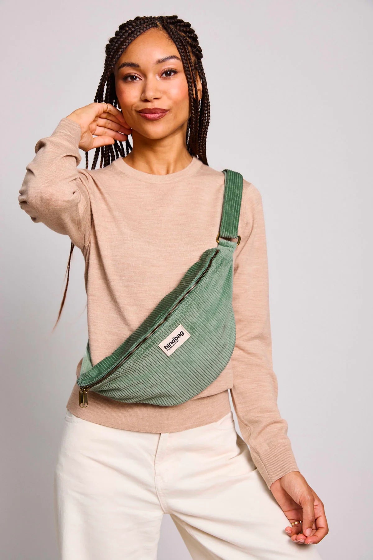 Sac banane Sasha - Velours vert d'eau — Hindbag , Lyon