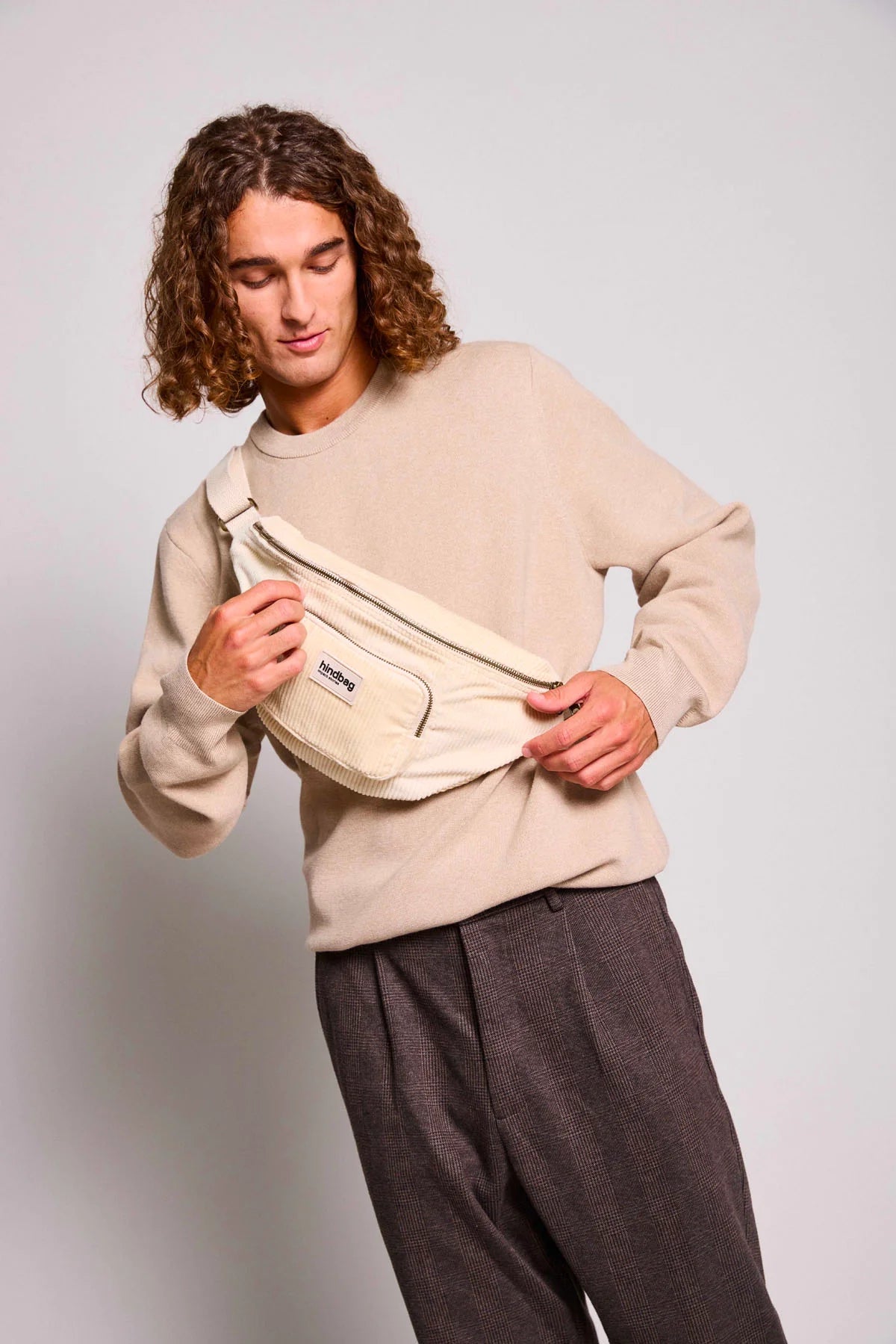 Sac banane XL Sofia - Velours beige