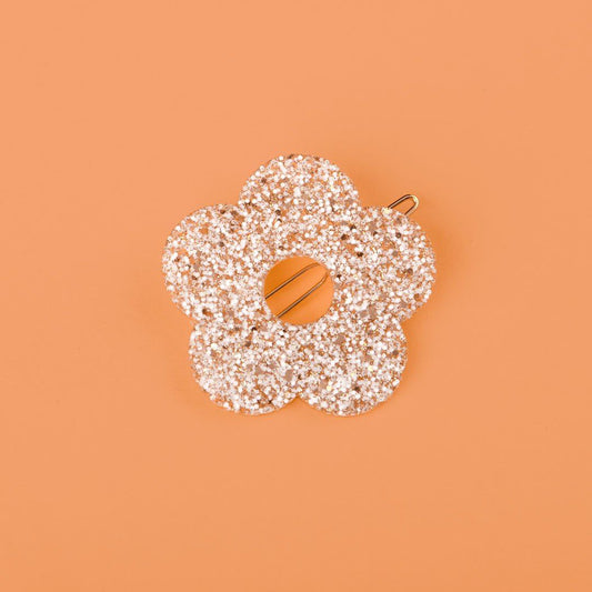 Barrette ronde fleur - Ivoire champagne — Les nicolettes , Lyon