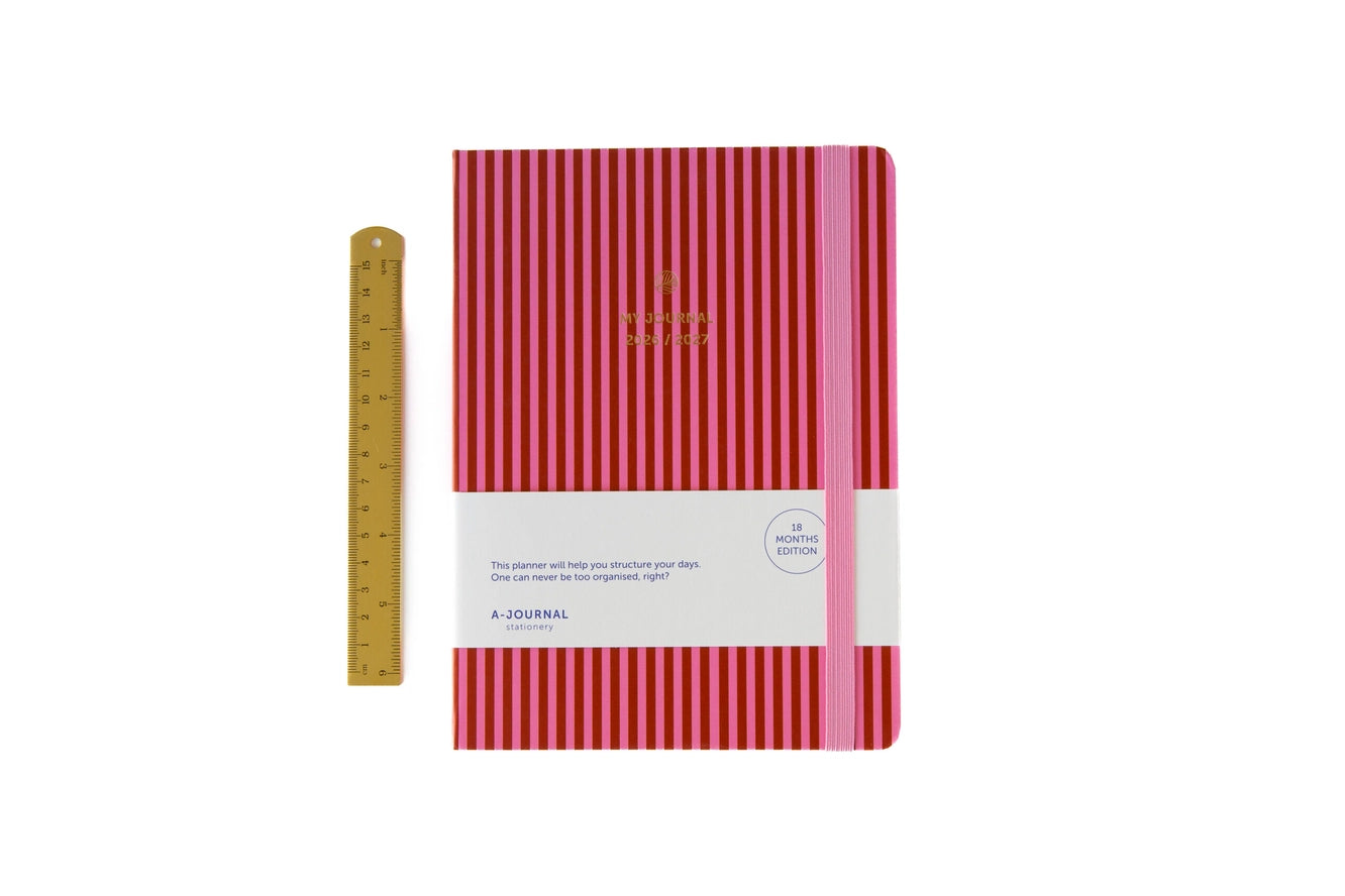 Agenda scolaire 18 mois 2026/2027 - Pink stripes