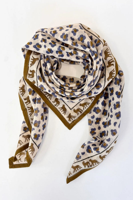 Big foulard Dupatta - Léopard macadamia