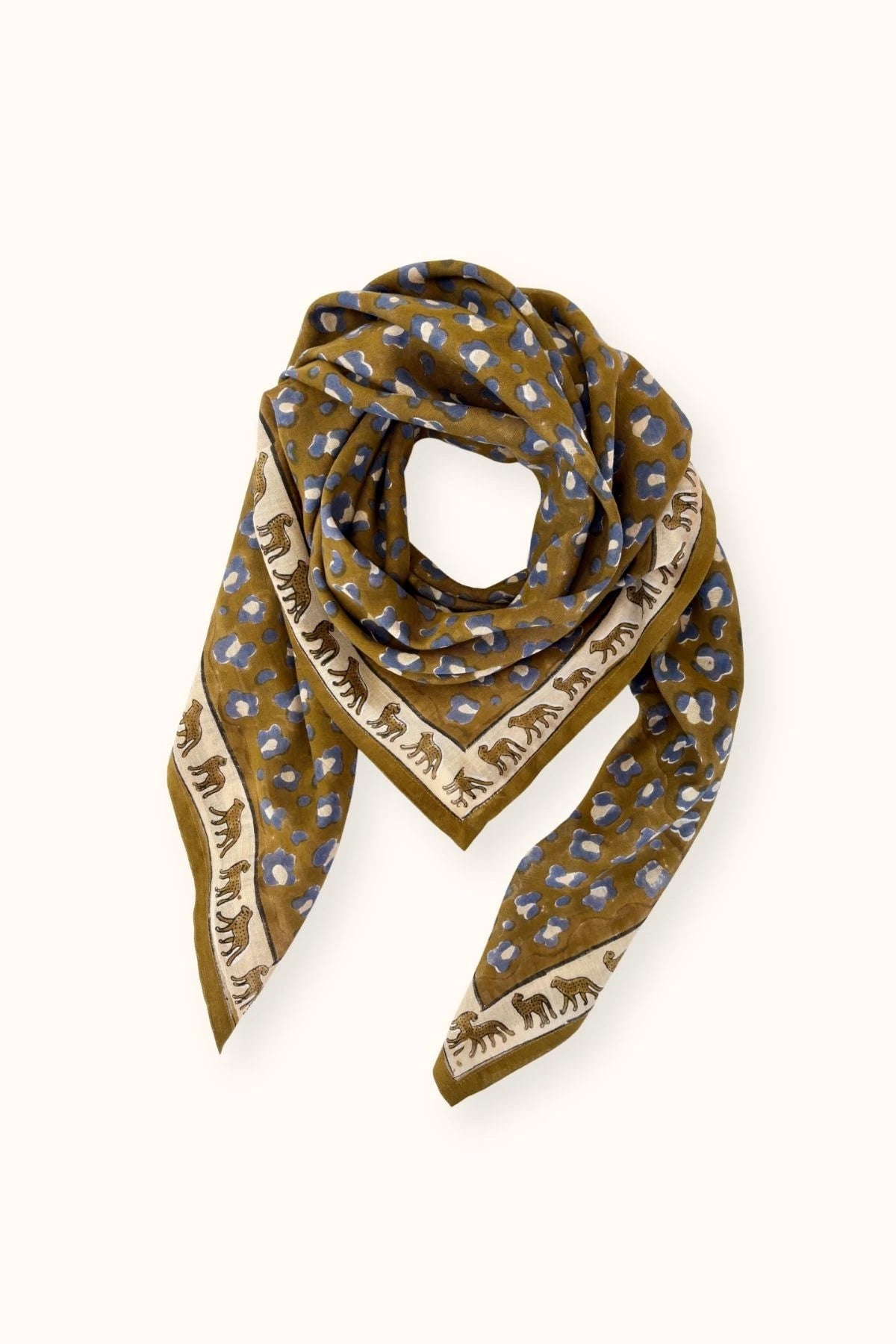 Big foulard Dupatta - Léopard tapenade