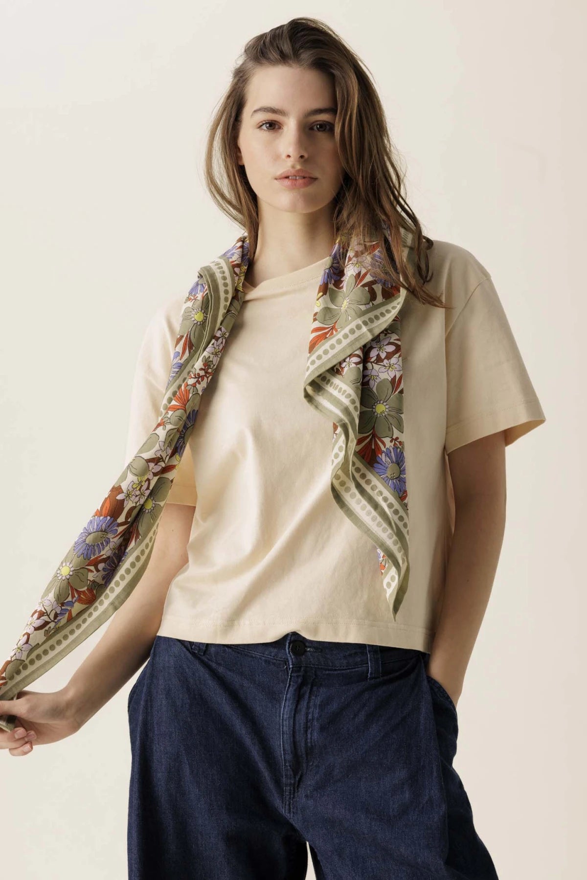 Big foulard Latika - Bouquet macadamia