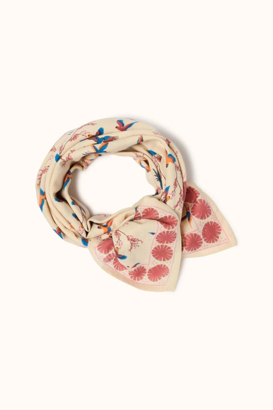Big foulard Latika - Cerisier macadamia dahlia