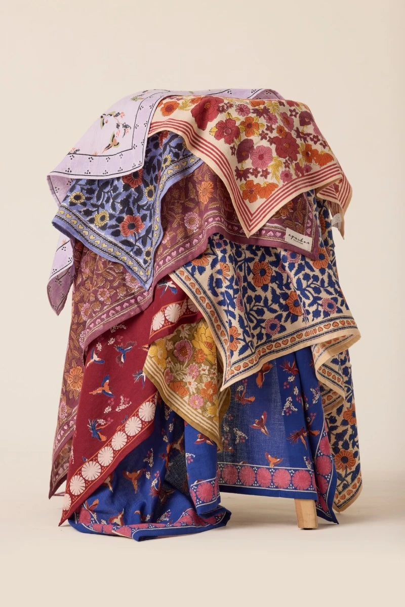 Big foulard Latika - Cerisier macadamia dahlia