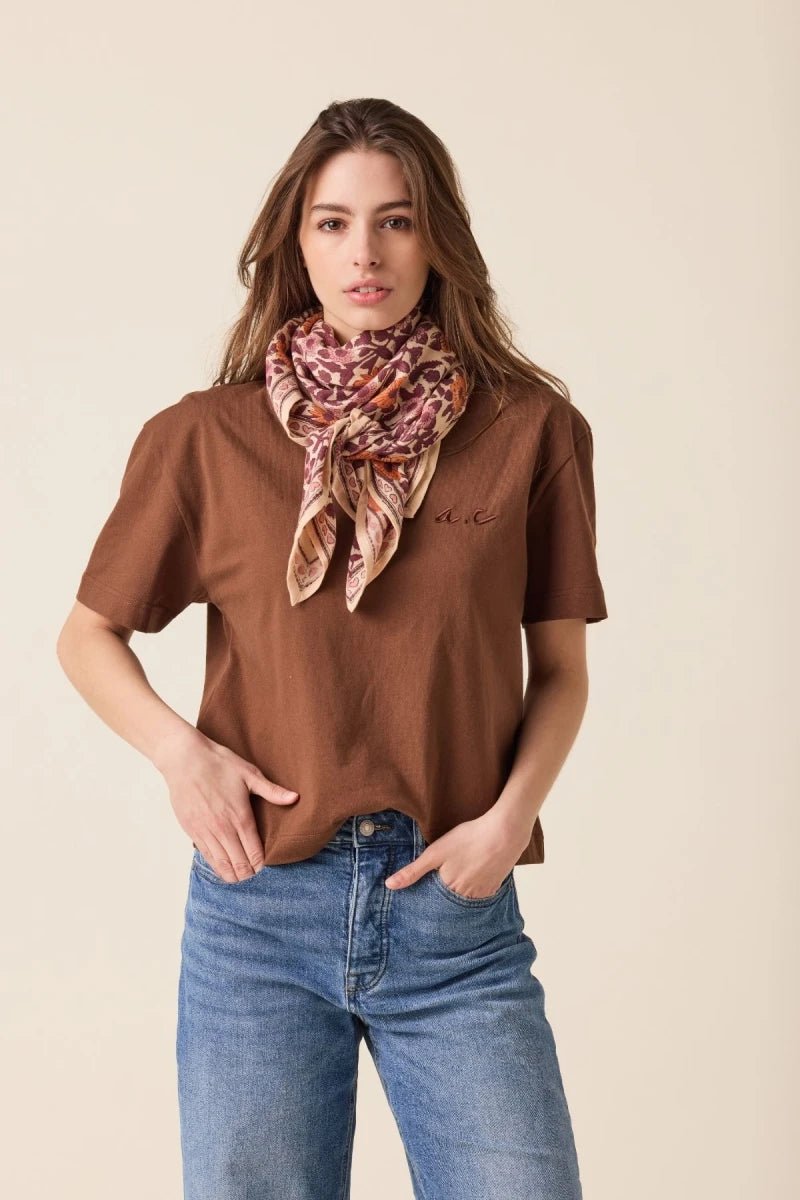 Big foulard Latika - Coeur flamingo