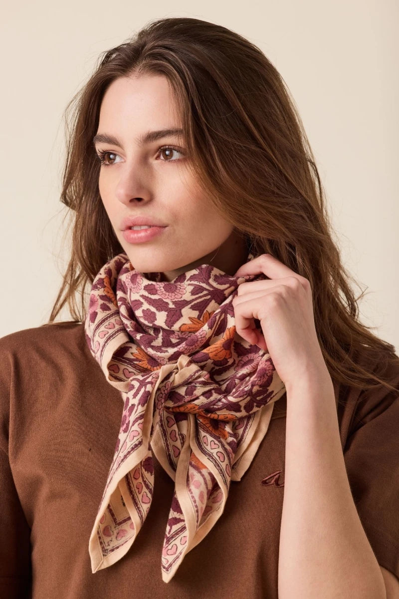 Big foulard Latika - Coeur flamingo