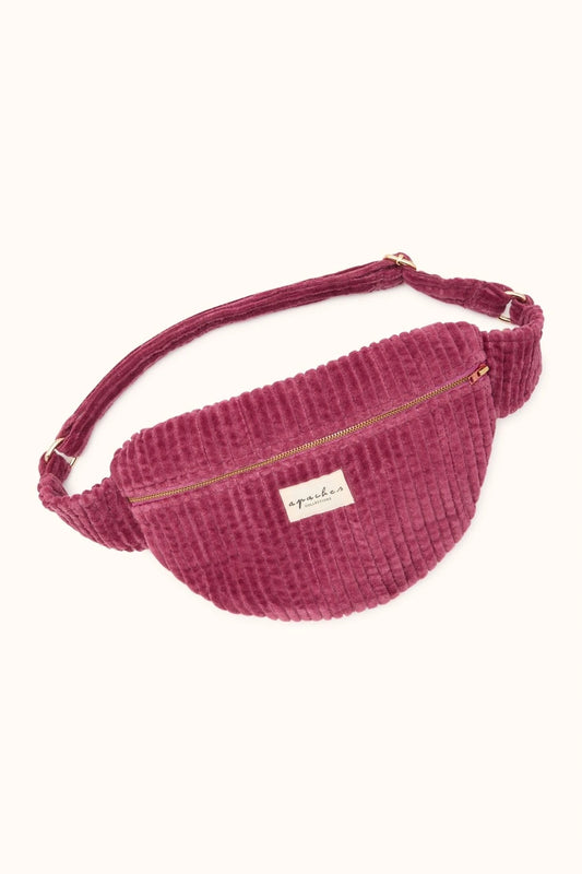 Grand sac banane Keli - Velours côtelé cherry