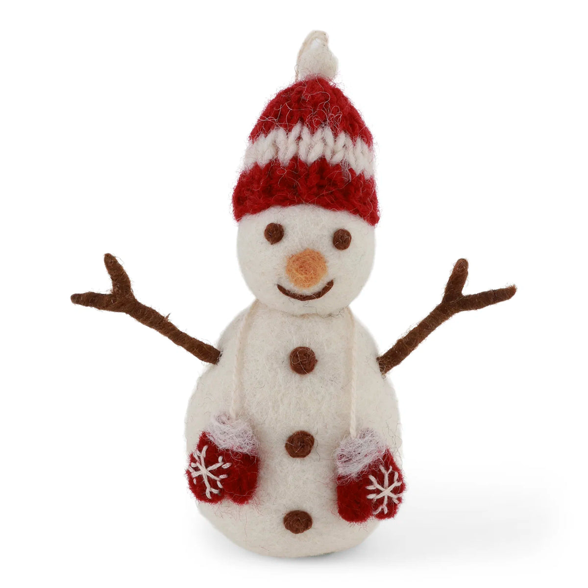 Bonhomme de neige avec bonnet rouge et mitaines