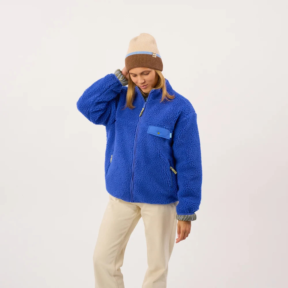 Bonnet en laine - Beige/marron/bleu ciel