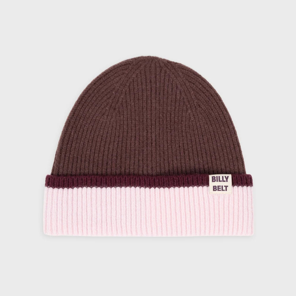 Bonnet en laine - Marron/rose/bordeaux