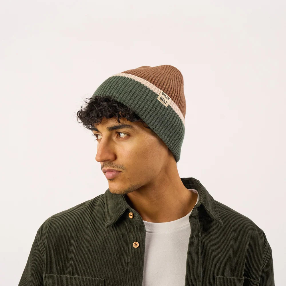 Bonnet en laine - Marron/vert/beige