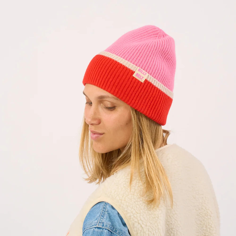 Bonnet en laine - Rose/rouge/beige