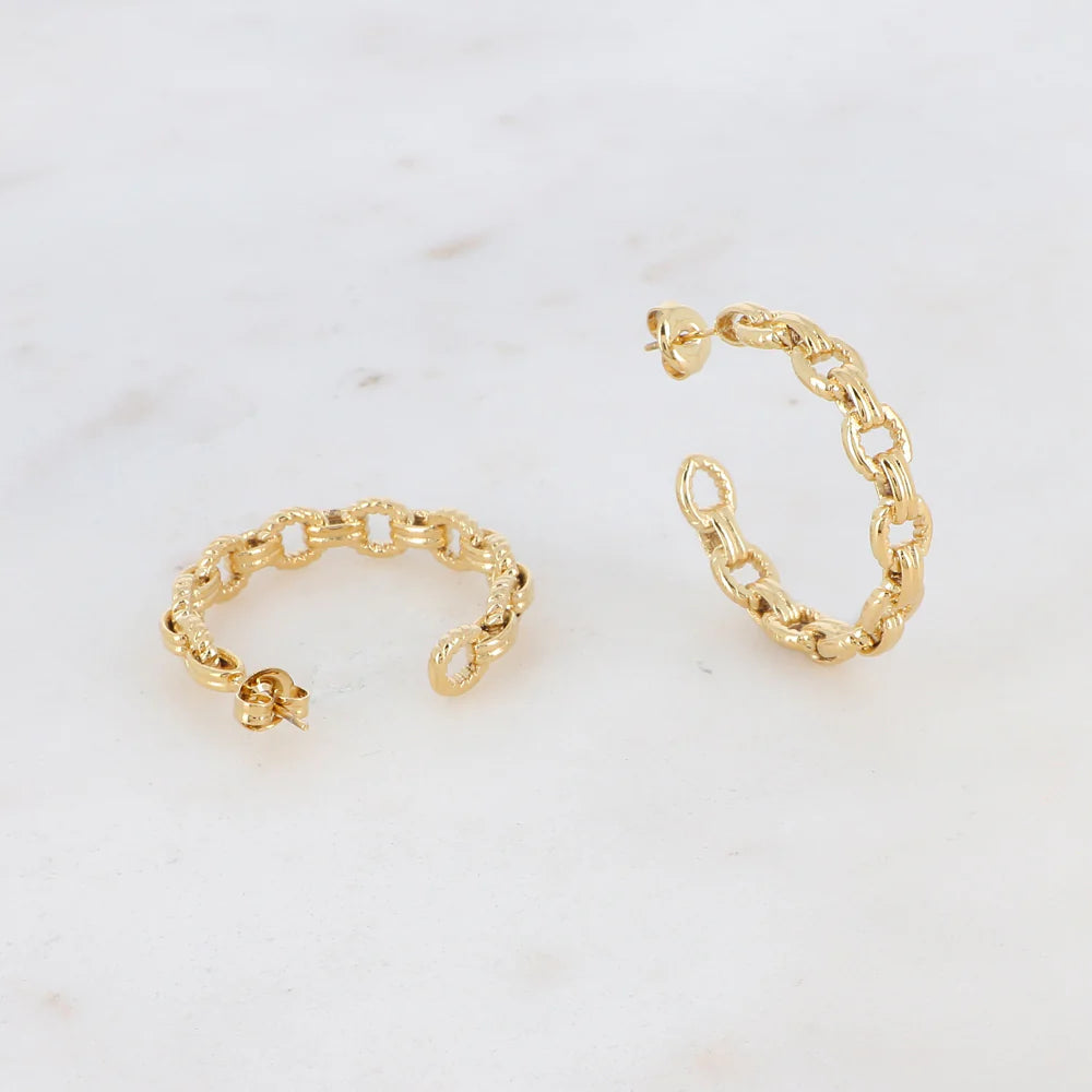 Boucles créoles en maille striée - Doré