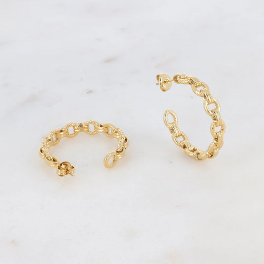 Boucles créoles en maille striée - Doré
