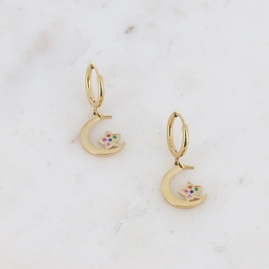 Boucles créoles lunes Felixia - Doré/multi