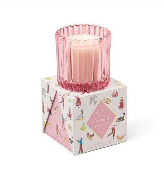 Bougie Christmas - Ribbed glass - Pink