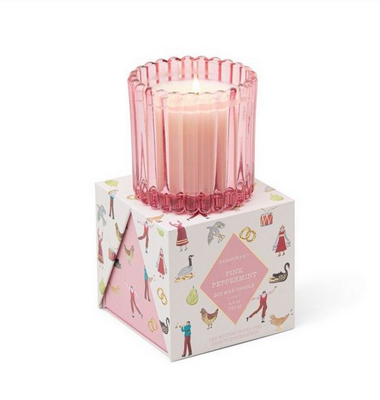 Bougie Christmas - Ribbed glass - Pink