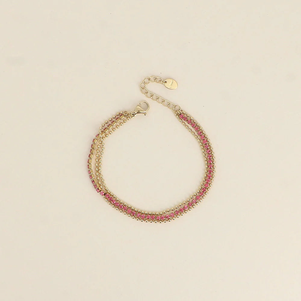 Bracelet Ollia - Doré/Fuschia