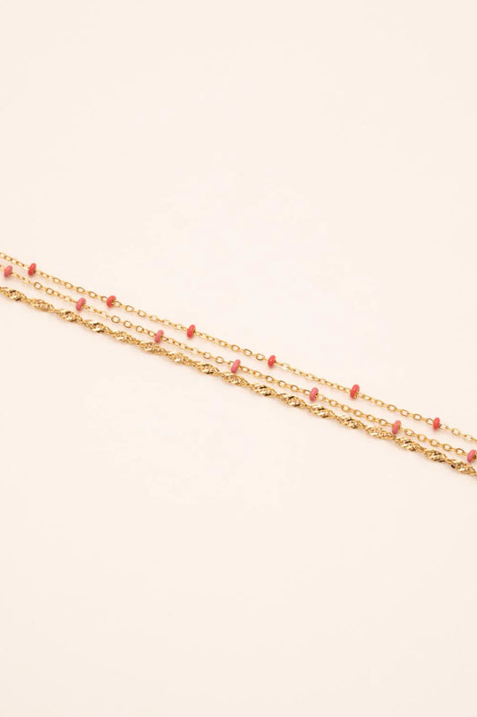 Bracelet Frédérique - Doré/framboise