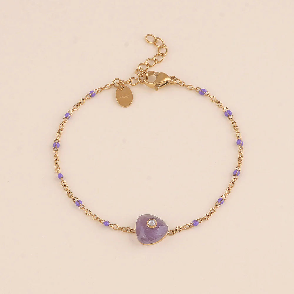 Bracelet Jony - Doré/améthyste