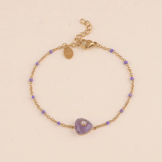 Bracelet Jony - Doré/améthyste