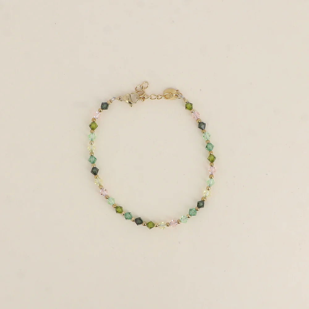 Bracelet Callie - Cristaux toupies doré/olivine