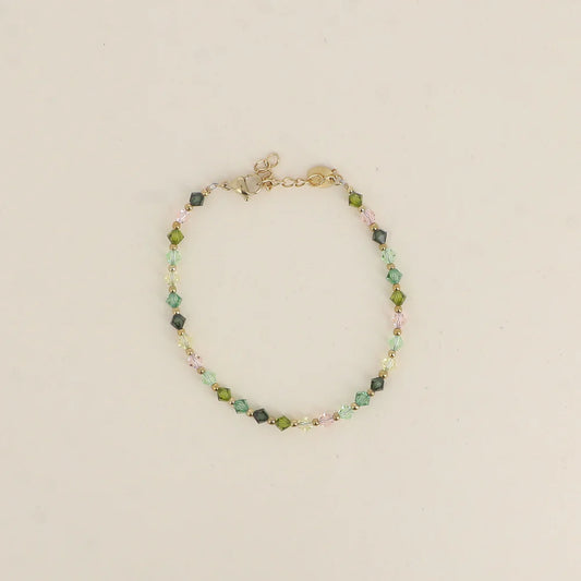 Bracelet Callie - Cristaux toupies doré/olivine