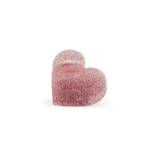 Pince Coeur glitter rose
