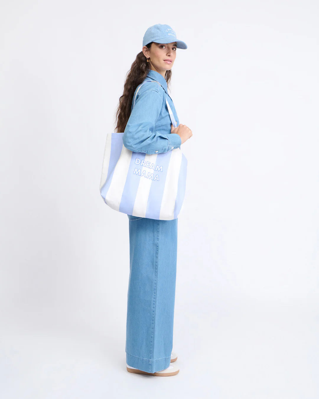 Cabas brodé Dream mama - Rayures bleues
