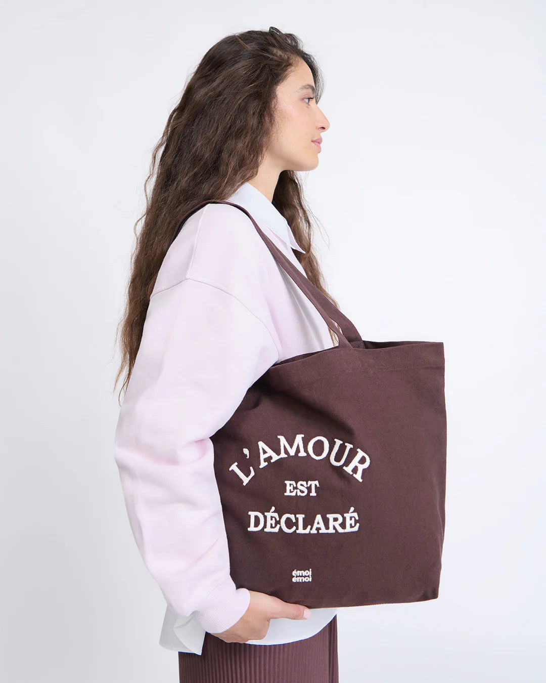 Cabas brodé L'amour est déclaré - Chocolat
