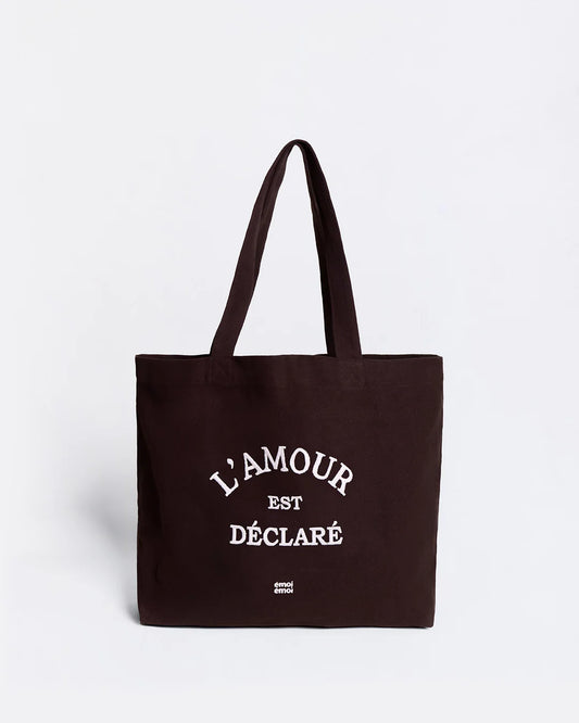 Cabas brodé L'amour est déclaré - Chocolat