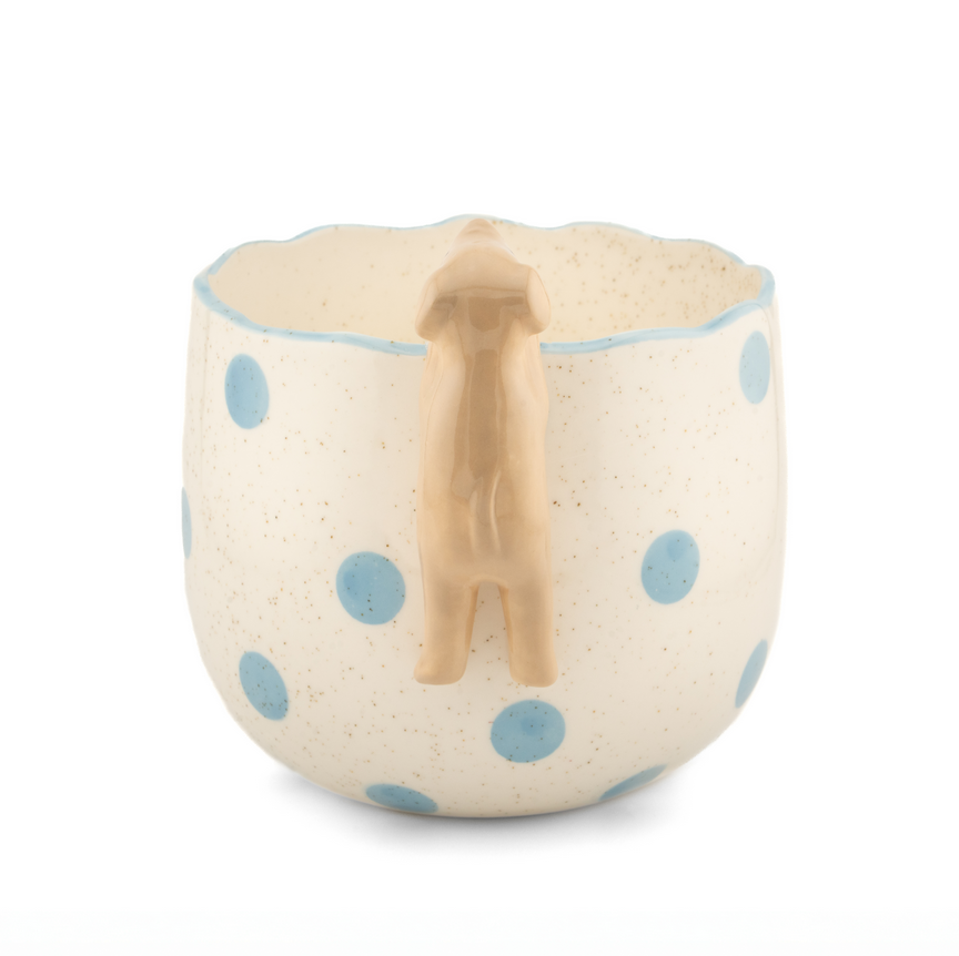 Cache pot peeking - pois bleus avec chien — Sass and Belle , Lyon
