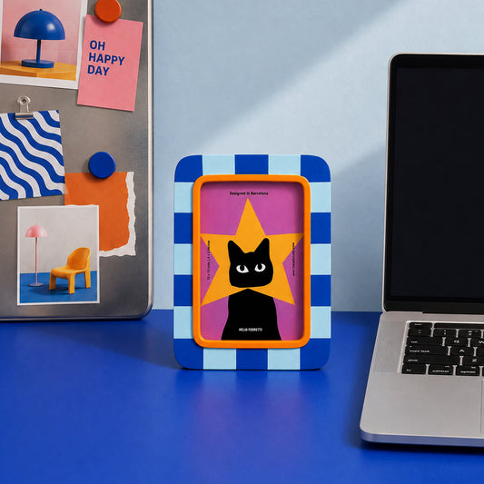 Cadre photo Chat superstar - Bleu