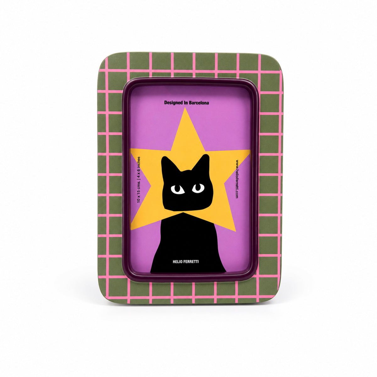 Cadre photo Chat superstar - Vert/rose