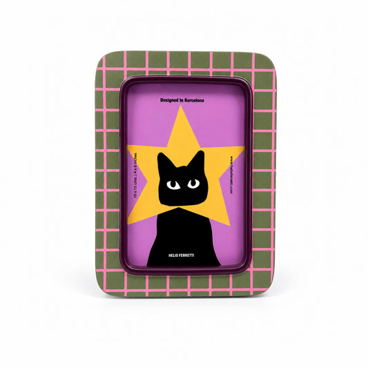 Cadre photo Chat superstar - Vert/rose